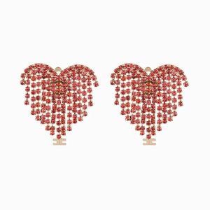 Heart-Shaped Pink and Gold Earrings